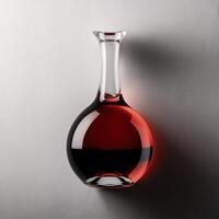 Elegant Decanter with Red Wine Against Neutral Background photo