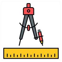 Geometry and protractor icon concept vector