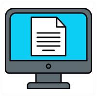 E Document and monitor icon concept vector