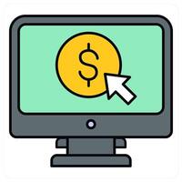 Online PPC and money making icon concept vector