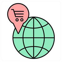 Global Shopping and online icon concept vector