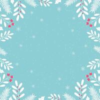 Winter background with flower branches on a blue background on a blue background vector