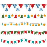 Horizontal flags pattern or garland set for Christmas of New Year design vector