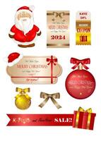 Christmas and New Year set with stickers and coupons. Great elements for your decoration and design. vector