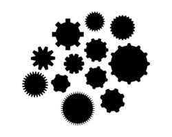 Gear silhouette collection. Coghweel silhouette. Setting, mechanical, mechanism, engine, technical vector