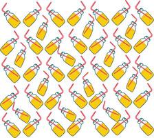 A pattern of orange juice bottles and straws vector