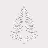 Evergreen Fir Tree Sketch - Modern Line Art for Holiday and Nature Themes vector