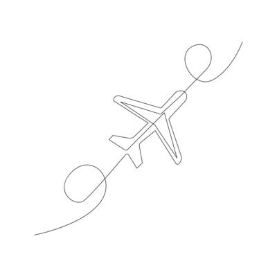 Continuous Aeroplan Line Art Design Minimalist One Line Aircraft Drawing