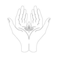 Hands Holding Sketch - Continuous One Line Elegant Drawing vector