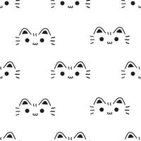 Seamless pattern with simple outline cat faces vector