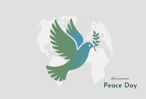 Peace Day background Design with a Dove, Olive Branch, and World Map for Awareness Campaigns and Celebrations vector
