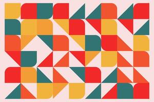 Bold Bauhaus Geometric Pattern with Triangles and Rounded Shapes vector