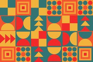 Dynamic Bauhaus Pattern with Geometric Shapes and Bold Colors vector