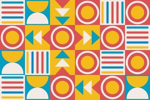 Colorful Bauhaus Pattern with Symmetrical Geometric Elements vector