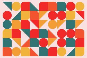 Colorful Bauhaus Geometric Pattern with Circles and Triangles vector