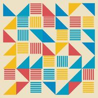 Modern Bauhaus Geometric Pattern with Triangles and Stripes vector