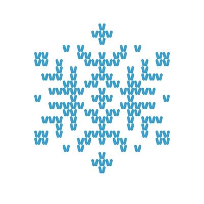 Simple Blue 6 pointed Snowflake Icon Made From Knitted Loops Embroidery Traditional Ornament Isolated On White Background. illustration