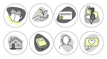 A set of handdrawn highlights in line art style for the design and promotion of social networks. vector