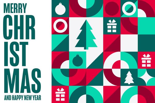 Merry Christmas and Happy New Year. Holiday concept. Template for background, banner, card, poster with text.