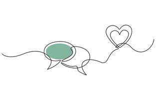 Speech bubble line art continuous one line art vector