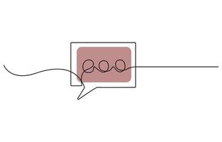 Speech bubble line art continuous one line drawing vector