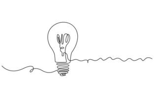 Light Bulb Continuous Line art draw vector