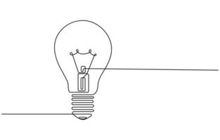 one line art drawing Light Bulb vector