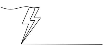 Lightning icon in continuous line drawing style vector