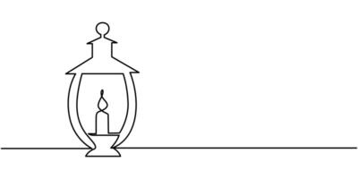 One continuous line drawing of Christmas candle holder vector