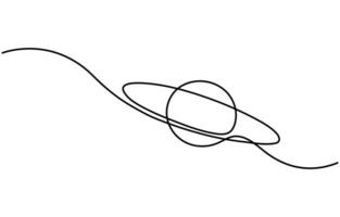 Continuous one line drawing Saturn Planet illustration vector