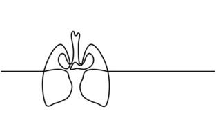 Continuous Line Drawing of Lungs Icon Hand Drawn Symbol Illustration vector