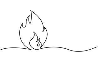 One continuous line illustration of a campfire isolated on white background vector