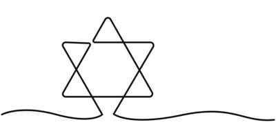 Star of David one continuous line garland seamless border vector