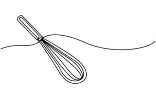 Beater Continuous Line Icon Whisk Kitchen Icon In Line Style vector