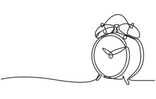 Alarm Clock Continuous One Line Drawing with Editable Stroke vector