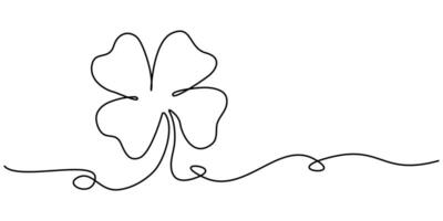 leaves clover in one continuous line drawing illustration vector