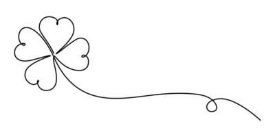 Four Leaf Clover Luck Symbol Continuous One Line Drawing vector