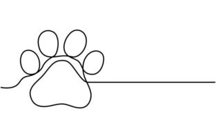 Continuous Line Drawing of Paw Print Icon Hand Drawn Symbol Illustration vector