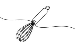 Whipped cream in a bowl in continuous one line art style Simple illustration vector