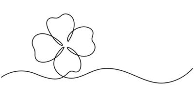 st patrick's day continuous one line art clover sketch vector