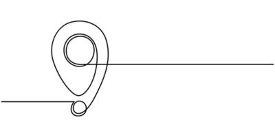 Continuous one line drawing of path Location pointer vector