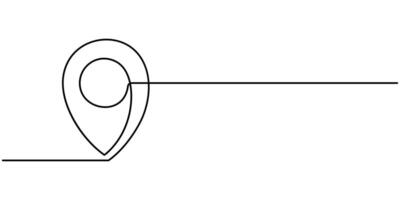Continuous one line drawing of Route maps and location icons outline Single line art location mark vector