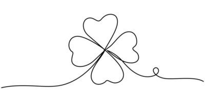 Continuous linear drawing of clover leaves vector