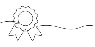 Award Ribbon Continuous One Line Drawing Icon vector