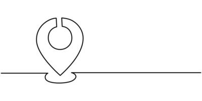 Continuous one line drawing of path and Location pointers vector