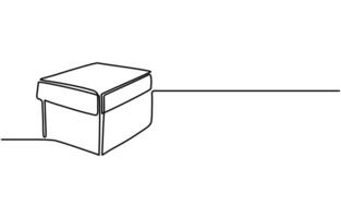 Continuous one line drawing of a cardboard box vector