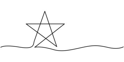 Continuous One line Drawing or illustration of a star vector