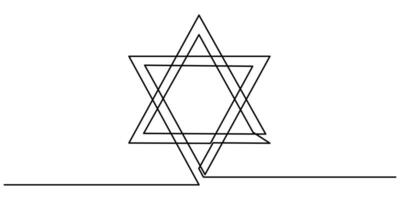 Star of David in continuous line drawing style vector