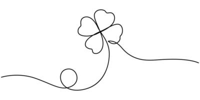 Continuous one line drawing of four leaf clovers Isolated on white background vector