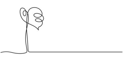 Continuous line drawing of a Monstera isolated on white background vector
